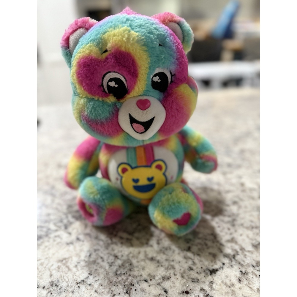 Care Bears Good Vibes 14" Plush Smiling Bear‎ Rainbow Stuffed Toy